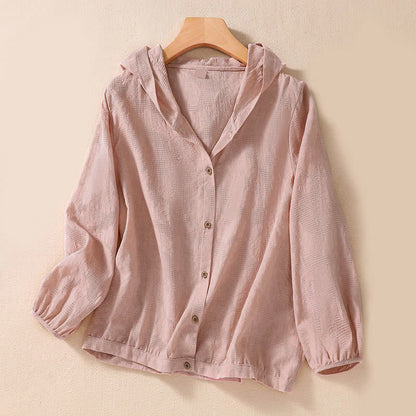 Buddha Stones Fall Jacquard Buttons Down Design Long Sleeve Women's Hoodie