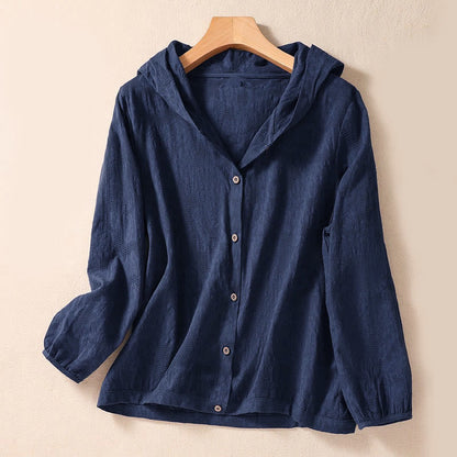 Buddha Stones Fall Jacquard Buttons Down Design Long Sleeve Women's Hoodie