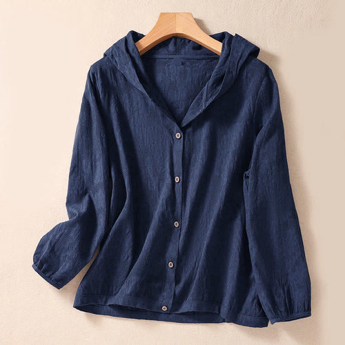 Buddha Stones Fall Jacquard Buttons Down Design Long Sleeve Women's Hoodie