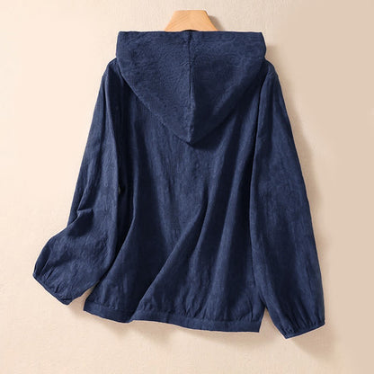 Buddha Stones Fall Jacquard Buttons Down Design Long Sleeve Women's Hoodie