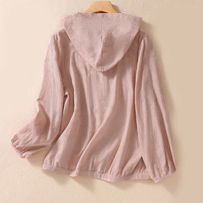 Buddha Stones Fall Jacquard Buttons Down Design Long Sleeve Women's Hoodie
